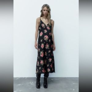NWT ZARA floral print slip dress